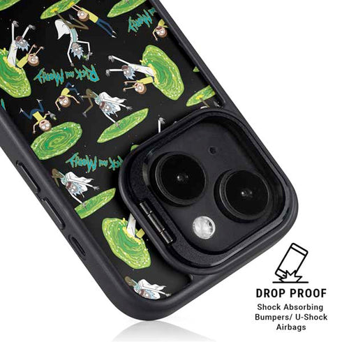 Adult Swim Rick and Morty Portal Pattern iPhone 13 Kickstand Case